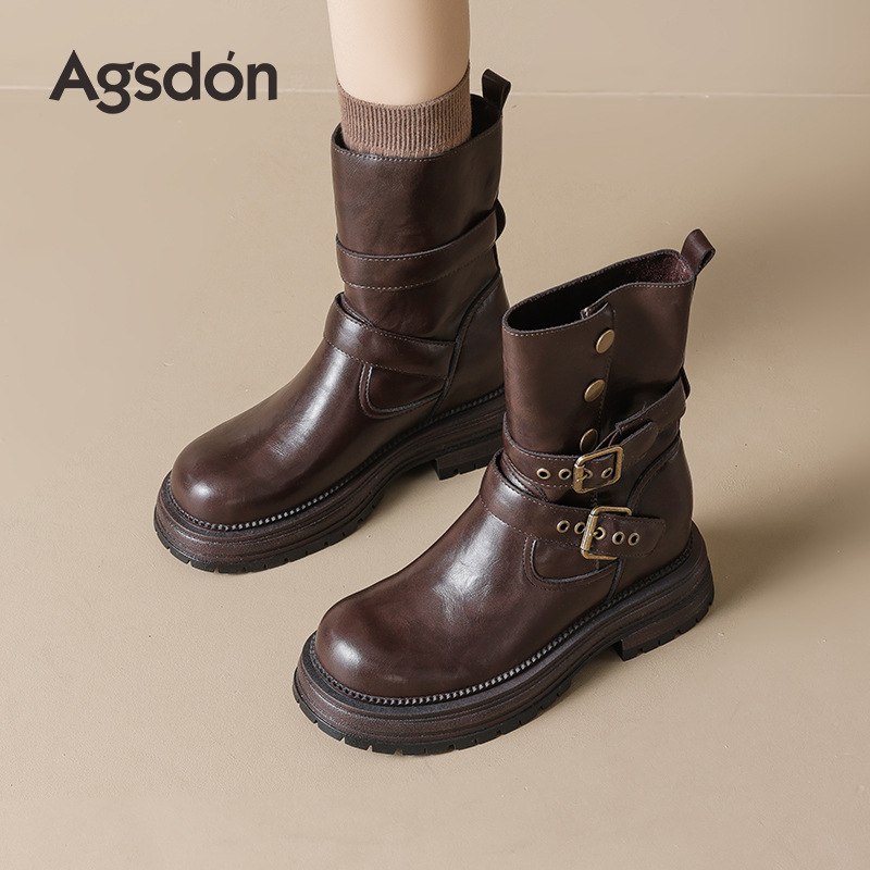 El león antiguo Martin botas de tacón alto para mujeres 2025 nuevo otoño grueso Meirard estilo inglés botas vaqueras occidentales