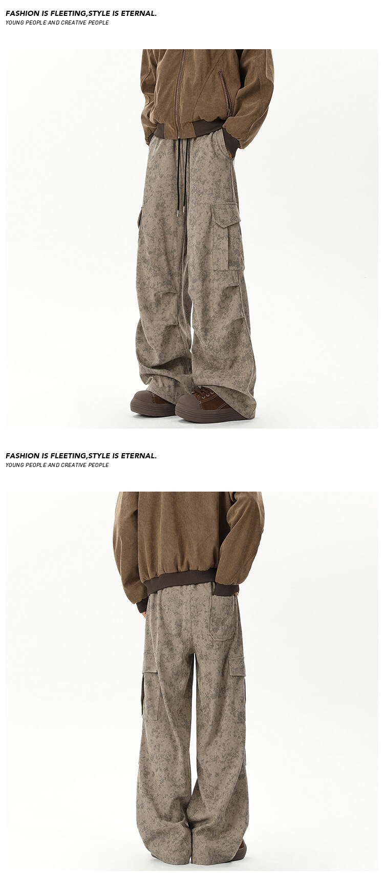 Men's Wasteland Style Marble Pattern Corduroy Work Pants Casual_voghion.com