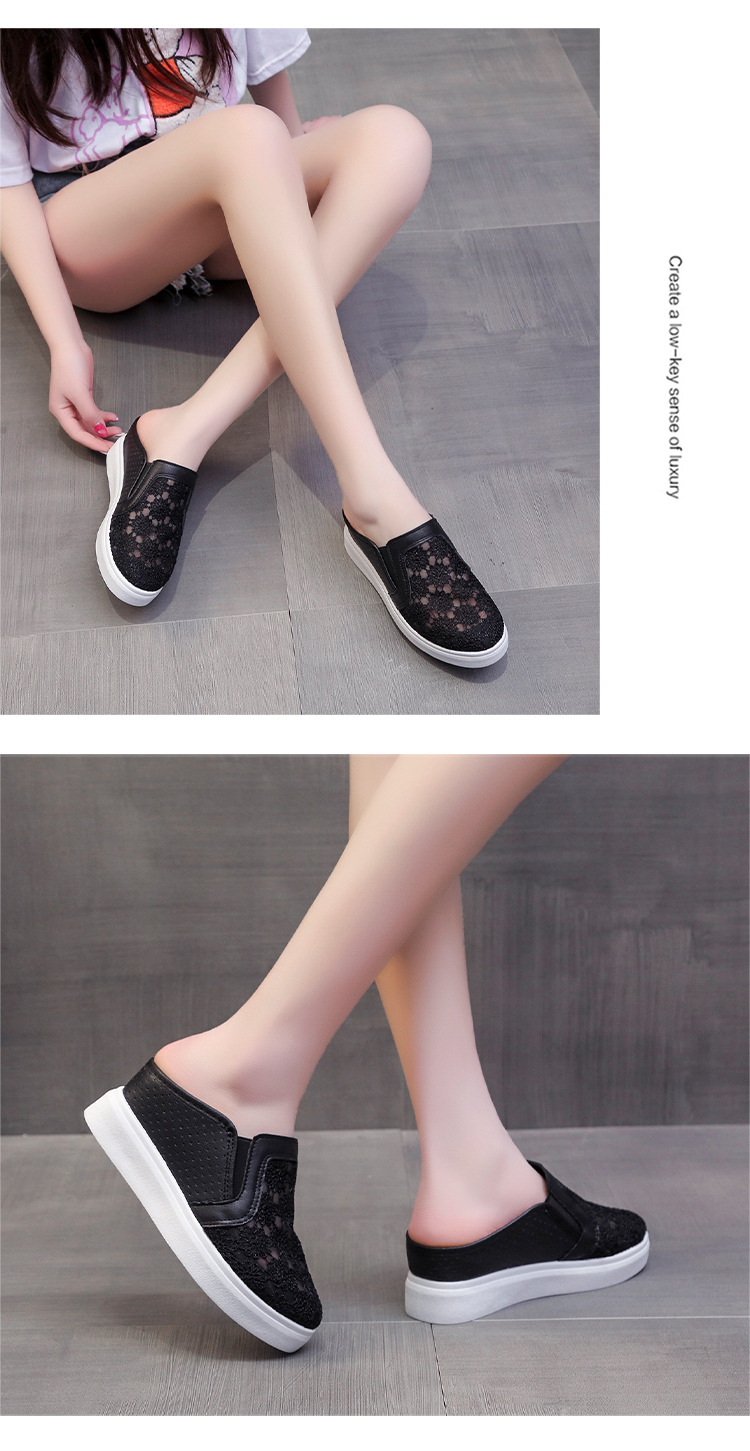 Baotou Half Women s Summer New Style Mesh Casual Slope Heel Thick Bottom Outerwear One Step Stepping Cool Slippers_voghion.com