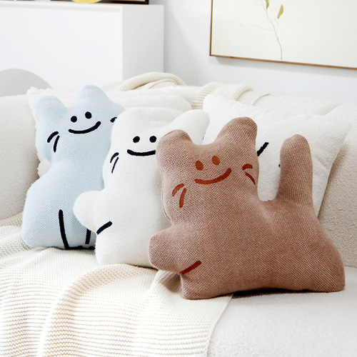 Original cat pillowcase cartoon Nordic ins style cute white cushion bag pillow living room sofa lumbar pillow cushion