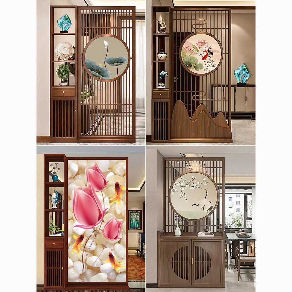 Dongyang's New New Chinoiserie Solid Wood Antique Screen Cut Out Partition Flower Lattice Entrance Fence Antique Window Grille Chinoiserie