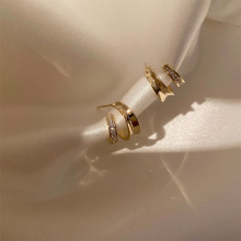 双层C形耳钉女轻奢高级感气质小众设计感小香风韩国耳饰半圈耳环