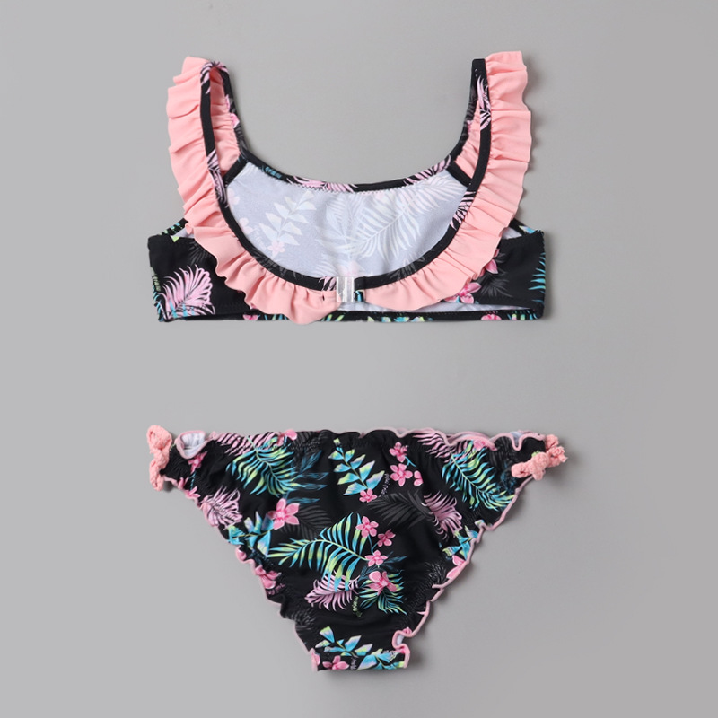 2025 trajes de baño de niñas transfronterizos de estilo extranjero bordes de loto para niños bikini de playa dulce trajes de baño de niñas