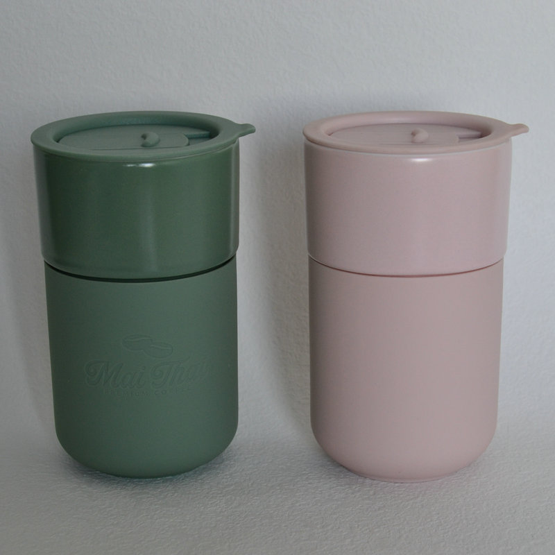 シンプルなファッション陶磁器カップ蓋付きカップグリーンピンク高筒ストレートカップ家庭用オフィスカップ|undefined