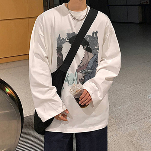 American high street fashion brand hip-hop printed hoodie men's autumn new loose long-sleeved all-match round-collar youth top