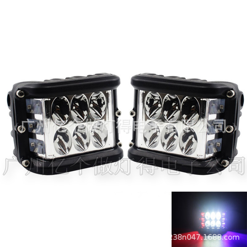 45WLED luz de trabajo luminosa de tres lados lado Luz de marcha diurna luminosa luz de destello proyector de luz lateral del vehículo todoterreno coche de caza