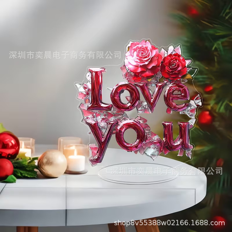 Colgante transfronterizo nuevo producto creativo romántico boda acrílico decoración plana para el hogar decoración de la sala de estar del dormitorio Día de San Valentín