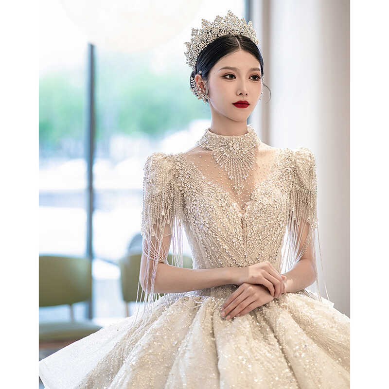 High-End Wedding Dress Bride 2025 New Main Gown Texture Petite Heavy-Duty Plus-Size Pregnant Women Winter