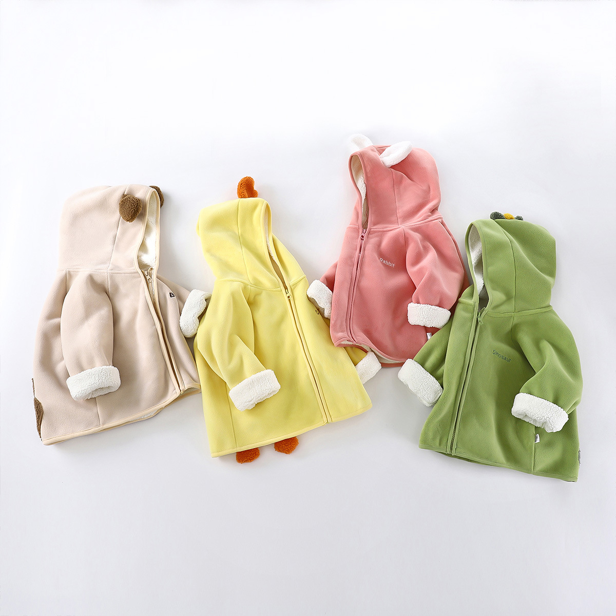 Capa de niños con terciopelo engrosado nuevo niño con capuchón caliente aire de invierno dibujos animados con capuchón peluche ropa infantil