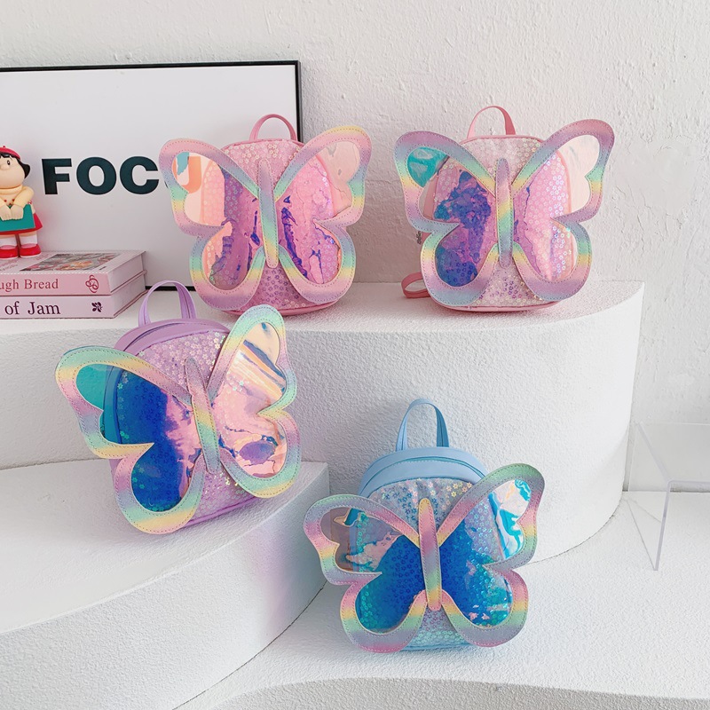 Mochila infantil de dibujos animados lindas alas de mariposa para niños y niñas mochila de moda de sequillas mochila infantil