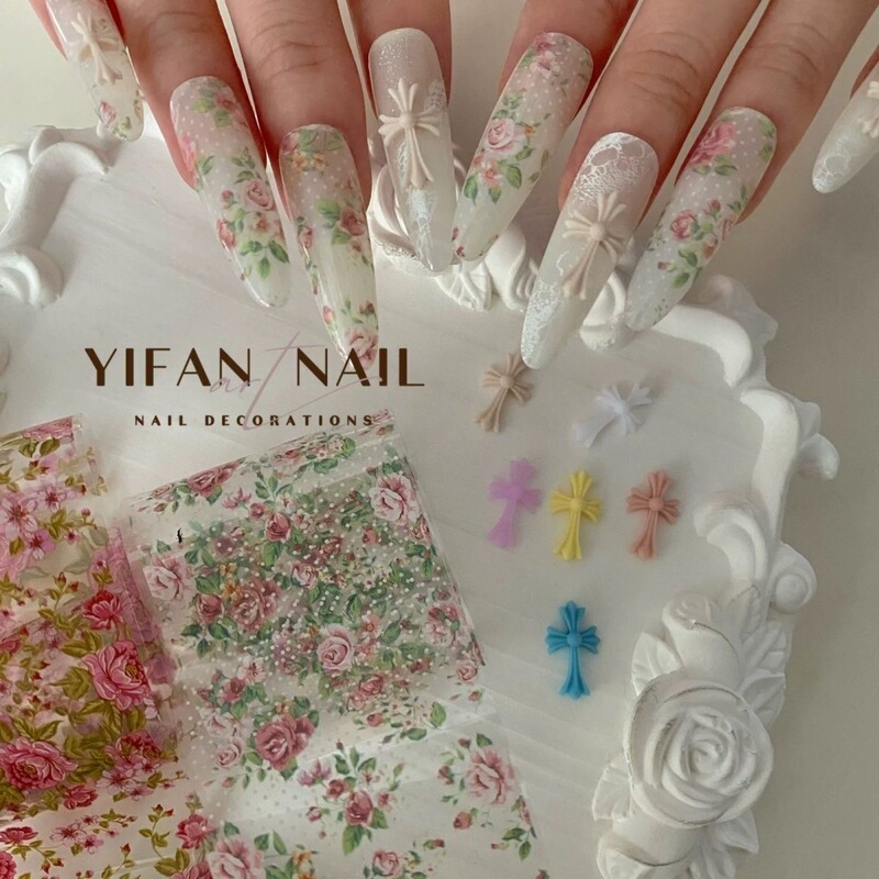 Nail Art Rose Transfer Paper, Versailles Rose Hand-Painted Rose Semi-Transparent Oil Painting Nail Art Transfer Paper Wholesale