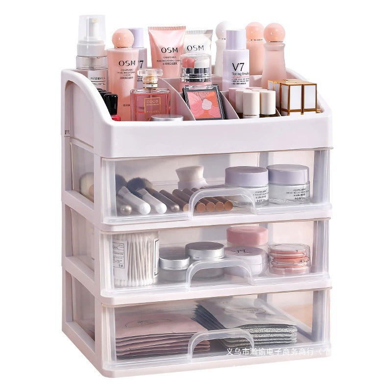 Transparent cosmetic storage box, table dressing table for skin care