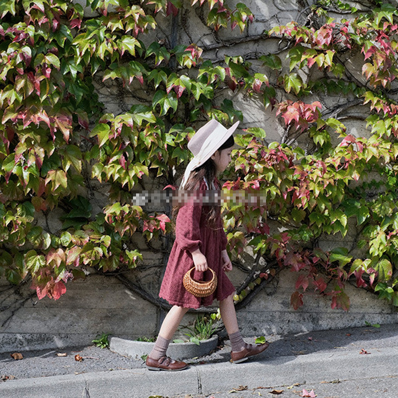 Bebe Orgánica de otoño e invierno de las niñas vestido de los niños de manga larga de punto de una sola pieza de algodón de encaje falda del bebé