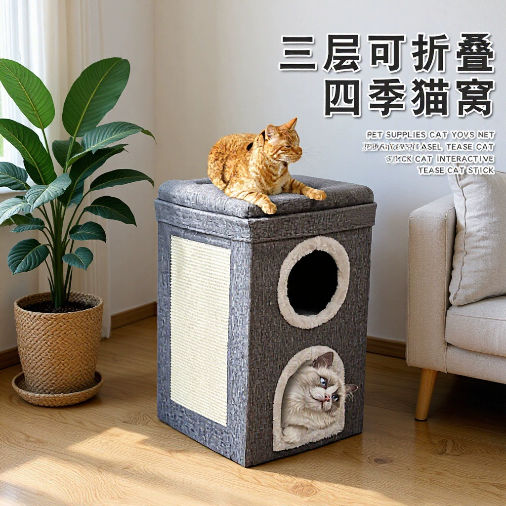 Трансграничный хит продаж: трехъярусный кошачий домик, складная сизалевая лежанка-кресло для кошек, домик для заточки когтей, подходит для всех сезонов, оптом от производителя.