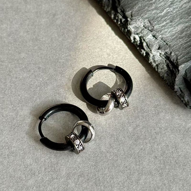 1 Pair Vacation Simple Style Solid Color Inlay Titanium Steel Zircon Earrings display picture 5