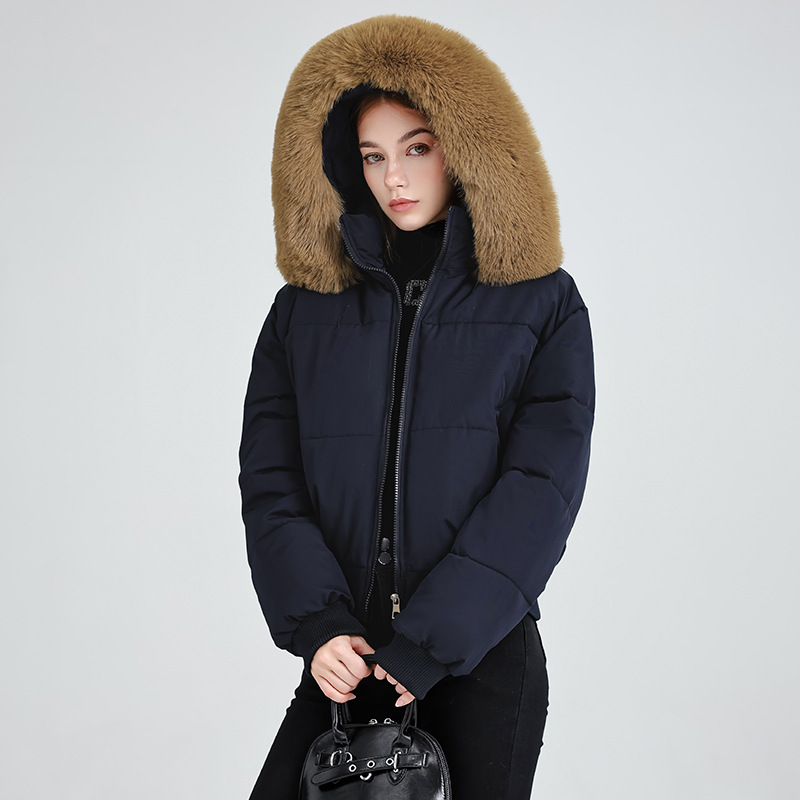 Comercio exterior diseño de algodón con cuello encapuchado mujer invierno 2025 nuevo grueso calentamiento corto chaqueta de pan image 10