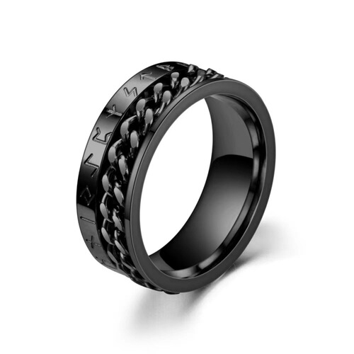 Amazon source Viking titanium steel rotatable decompression rotating ring stainless steel rune men's ring ring