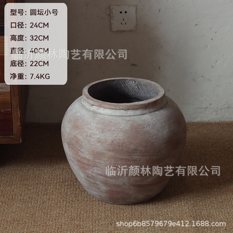 Vintage cement maceta de flores silencioso viento verde ornamentos maceta de flores gran abdomen jar jarro decoración de hotel jarro antiguo