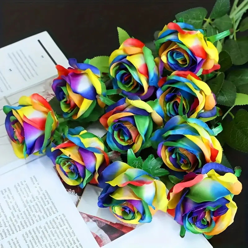 Amazon Artificial Rose Artificial Silk Flower Home Wedding Decoration Photography Props Hand-Feel Rose Landscaping Wholesale