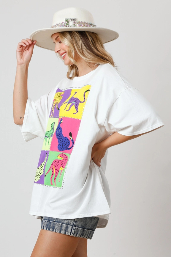 Women's T-shirt Short Sleeve T-Shirts Printing Diamond Simple Style Cartoon Jaguar Shoe display picture 18