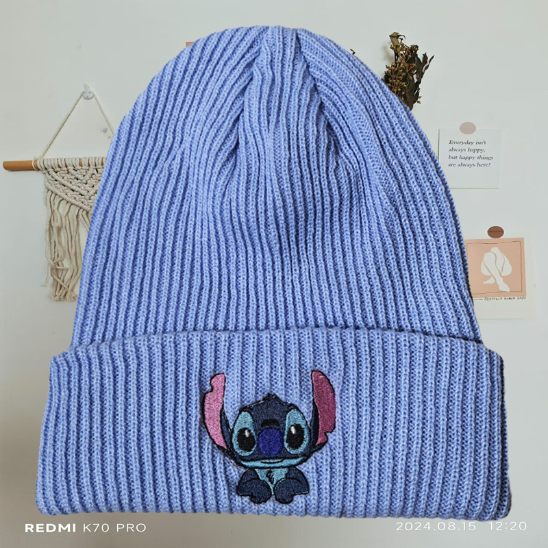 クロスボーダー万能プルオーバー猫暖かい帽子かわいいオリ三刺繍ニット帽シナモンドッグウール帽子クミロ|undefined