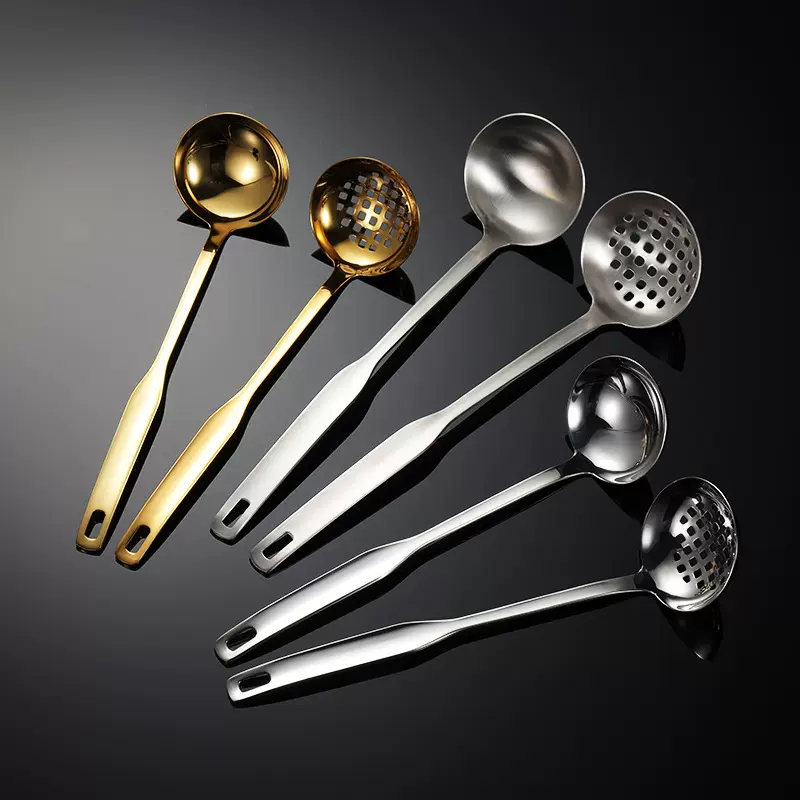 埃恩304不锈钢汤壳汤漏小火锅勺亮光立人汤勺砂光餐厅厨具家用工