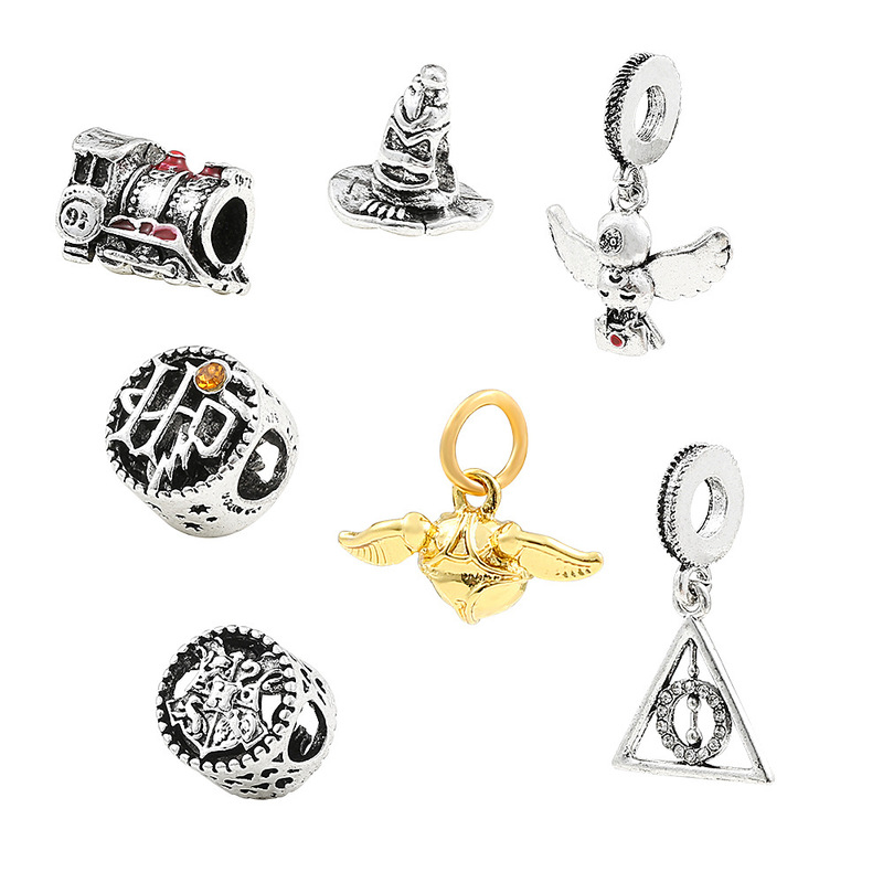 Cross-Border Cartoon Special Train Harry Potter Academy Alloy DIY Beads Loose Bead Bracelet Necklace Accessories Wholesale
