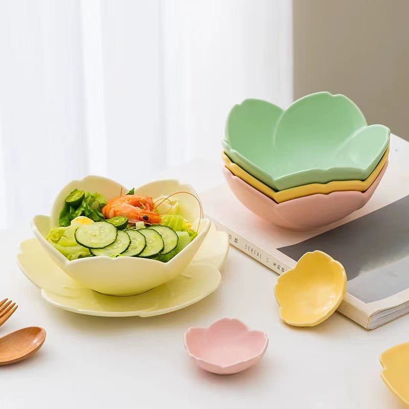 Tazón de postre de flores en línea celebridad estilo ins tazón de helado de alta apariencia creativa cerámica hogar tazón de yogur hogar plato de fruta