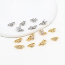 18K��ɫ��������Y�p���ſ��p�׸�����ʯDIY�Ʒ���������D43