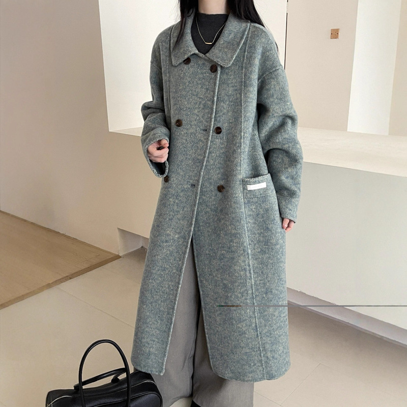 双面羊绒大衣女2025秋冬新款韩版中长款高级感羊毛翻领羊毛呢外套|undefined