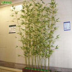 Fake bamboo partition screen bonsai thin water bamboo green plant living room hotel decoration bamboo leaves and bamboo poles independent stand