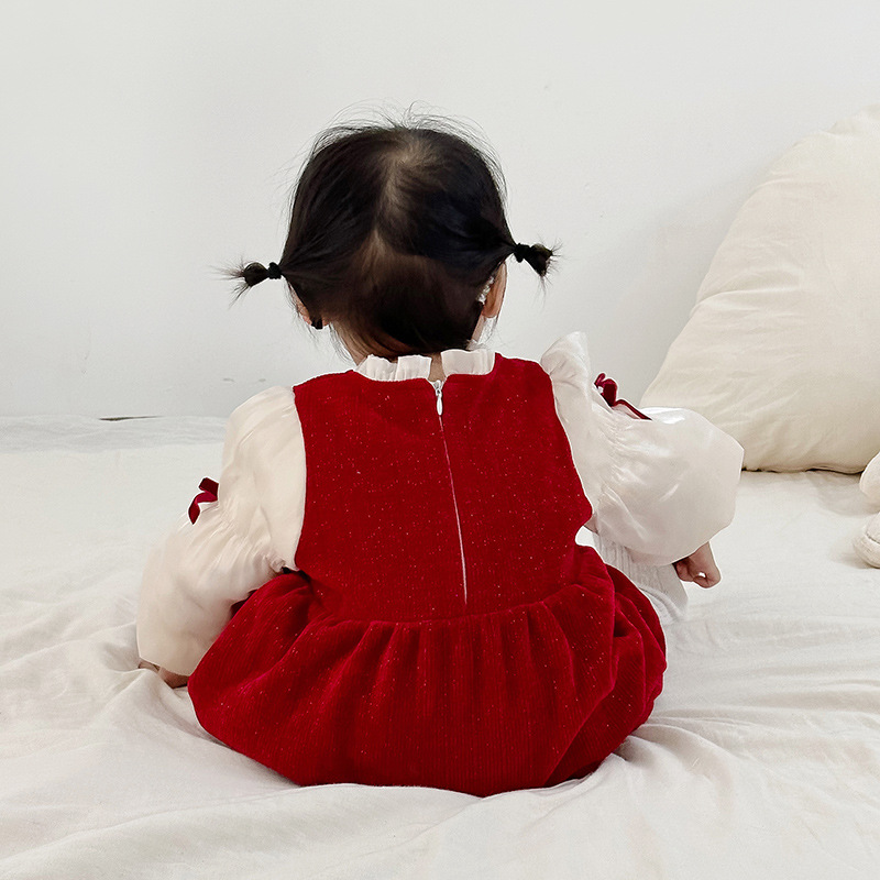 Weihnachten Prinzessin Mädchen Kinder Plüsch Herbst und Winter ein Jahr altes Babykleid_voghion.com