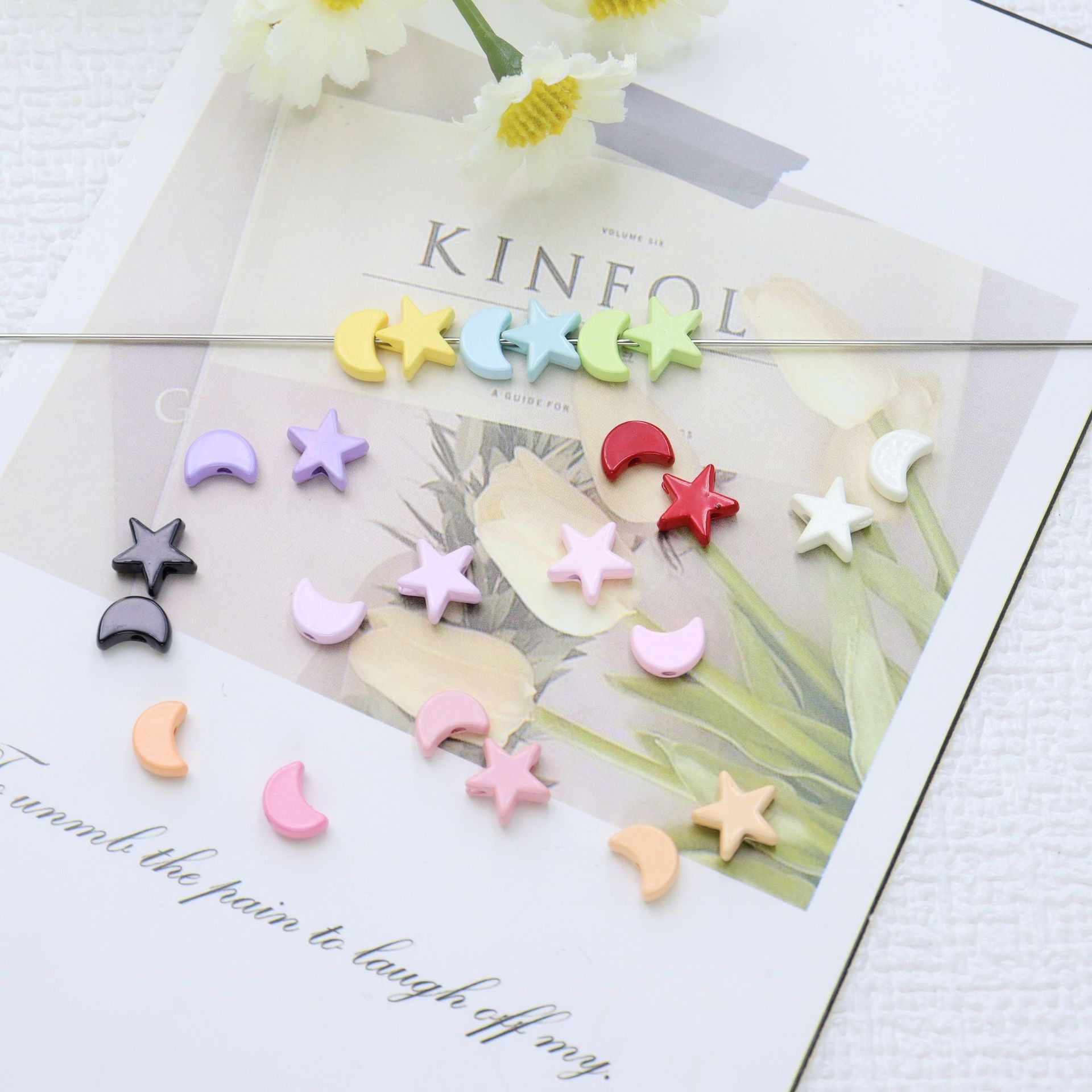 Cartoon Alloy Colorful Children's Handmade Bracelets Cute Five-Pointed Star Moon Spacer Beads Jewelry Accessories Accessories