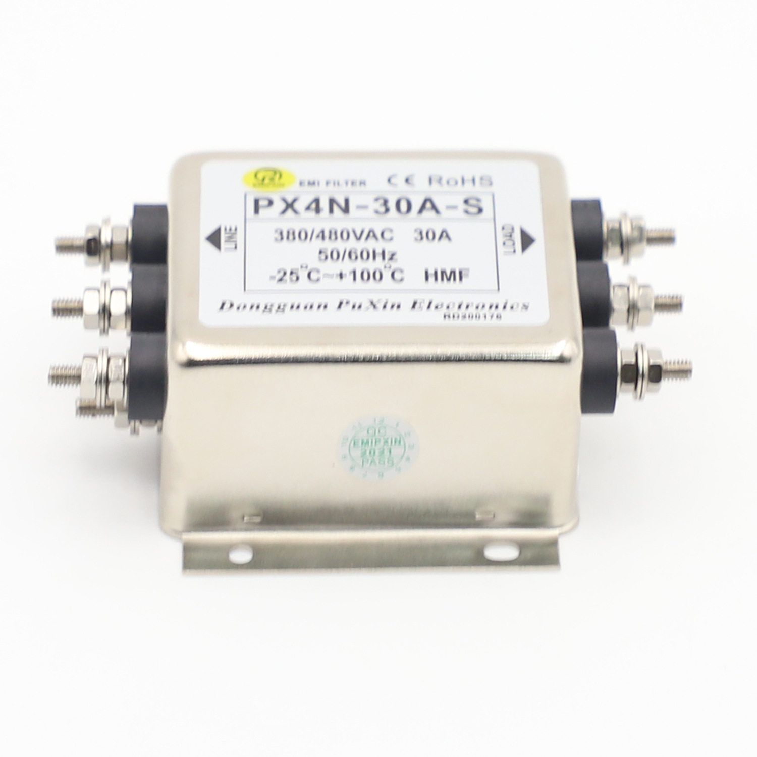 普鑫EMIPXIN三相滤波器30A三线大功率PX4N-30A-S单级电源滤波器