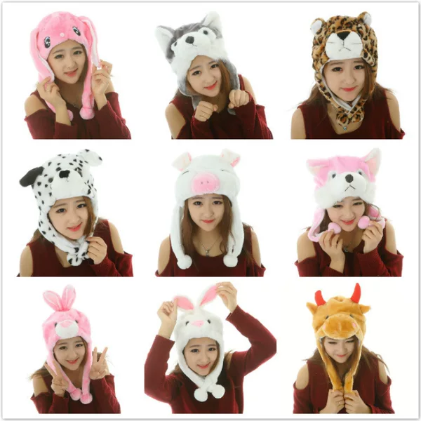 Winter Thick Plush Cartoon Animal Hat Adult Children's Performance Props Hat Ear Protection Hat