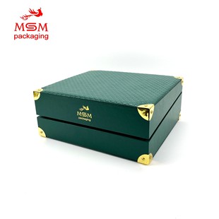 Customized High-End Green Pu Perfume Leather Box Wooden Box Customized Cosmetic Gift Box Tea Packaging Gift Box