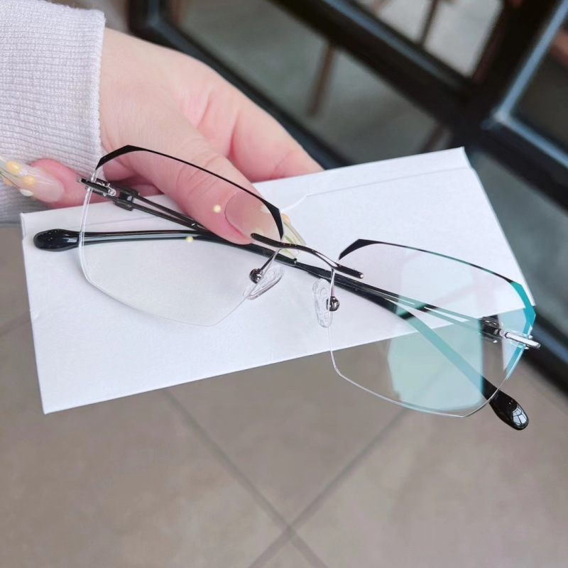 2024新型ブルーレイ防止老眼鏡ファッション高精細金属無枠斯文老眼鏡ビジネス気質男性モデル|undefined