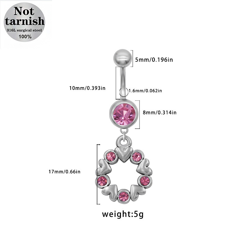 Piercing ombelico in acciaio inossidabile cuore e farfalla_voghion.com