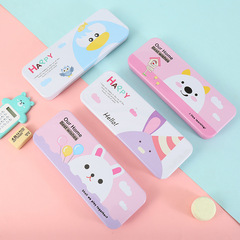 Cartoon Creative Large Capacity Double Layer Steel Lead Box for Primary School Students and Children Cute Pencil Case Wholesale