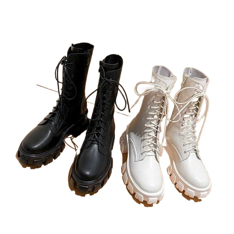 Martens, white thin breathable trend universal low boots platform, mid-length