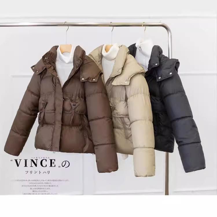 Algodón transfronterizo de invierno de mujeres 2024 nuevo estilo corto hombre pequeño cuello grueso pan de algodón chaqueta con capuzas image 1