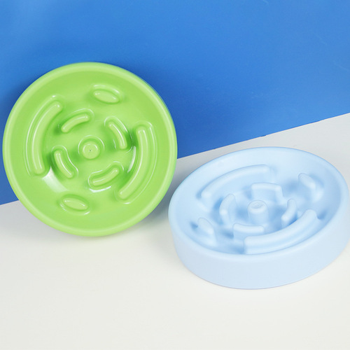 Dog Slow Feeding Bowl Anti-Choking Medium/Small Dog Slow Feeding Plate Dog Bowl Anti-Toppling Round Thickened Pet Diningware Slow Feeding Bowl