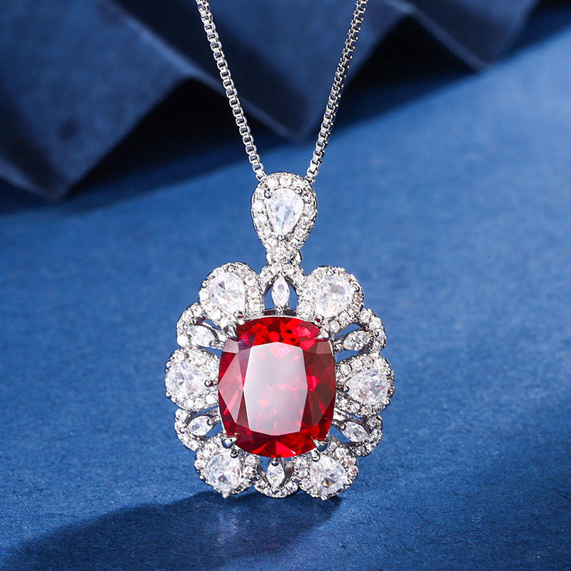 2024 nueva joyería Zhuang Shengsheng fondo de cobre chapado en oro simulación tesoro de color corindón traje de temperamento retro mujer 10*12