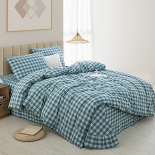 Washed Cotton Pure Cotton Bedding Four-Piece Set Pure Cotton 2025 New Student Dormitory Bed Bed Sheets Quilt Cover Three-Piece Set