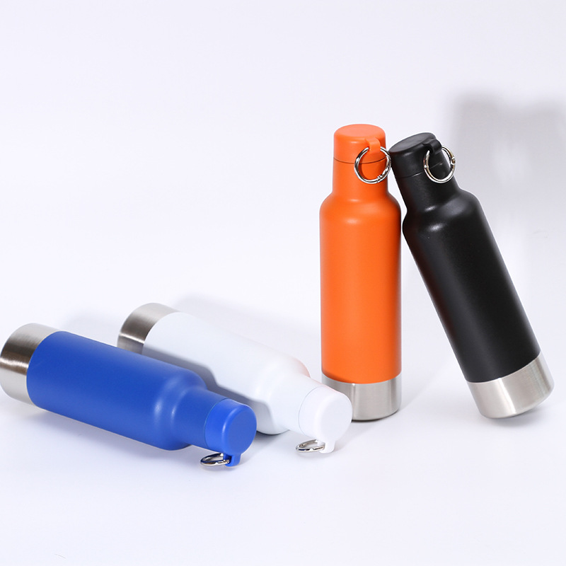 Deportes 304 termo de acero inoxidable taza al aire libre deportes portátiles botella agua con anillo elevación esmerilado vacío olla viaje por mayor