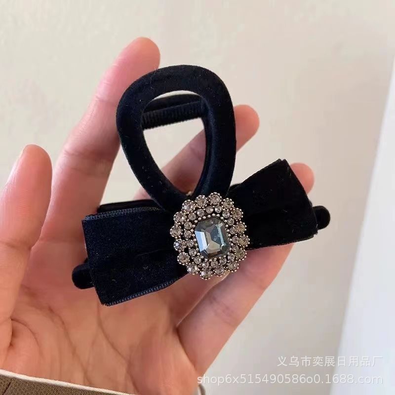 源頭專供黑茶高級絲絨秋冬氛圍復古抓夾後腦勺時尚鯊魚髮夾發