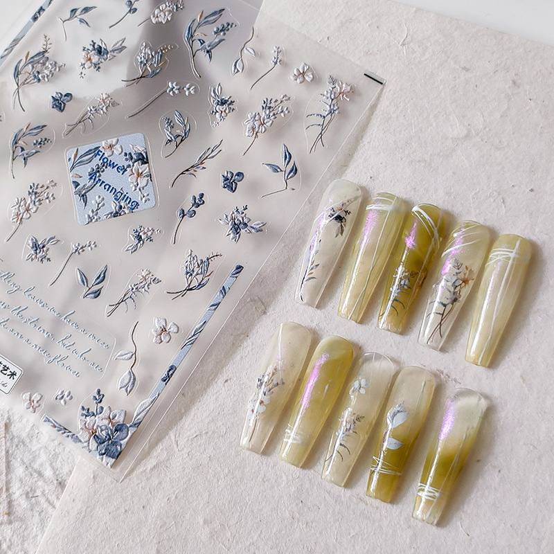 Iron New Technology Thin Tough Nail Sticker pro Frosted Thin Glue Nail Sticker TS-3036 Flower Artistry