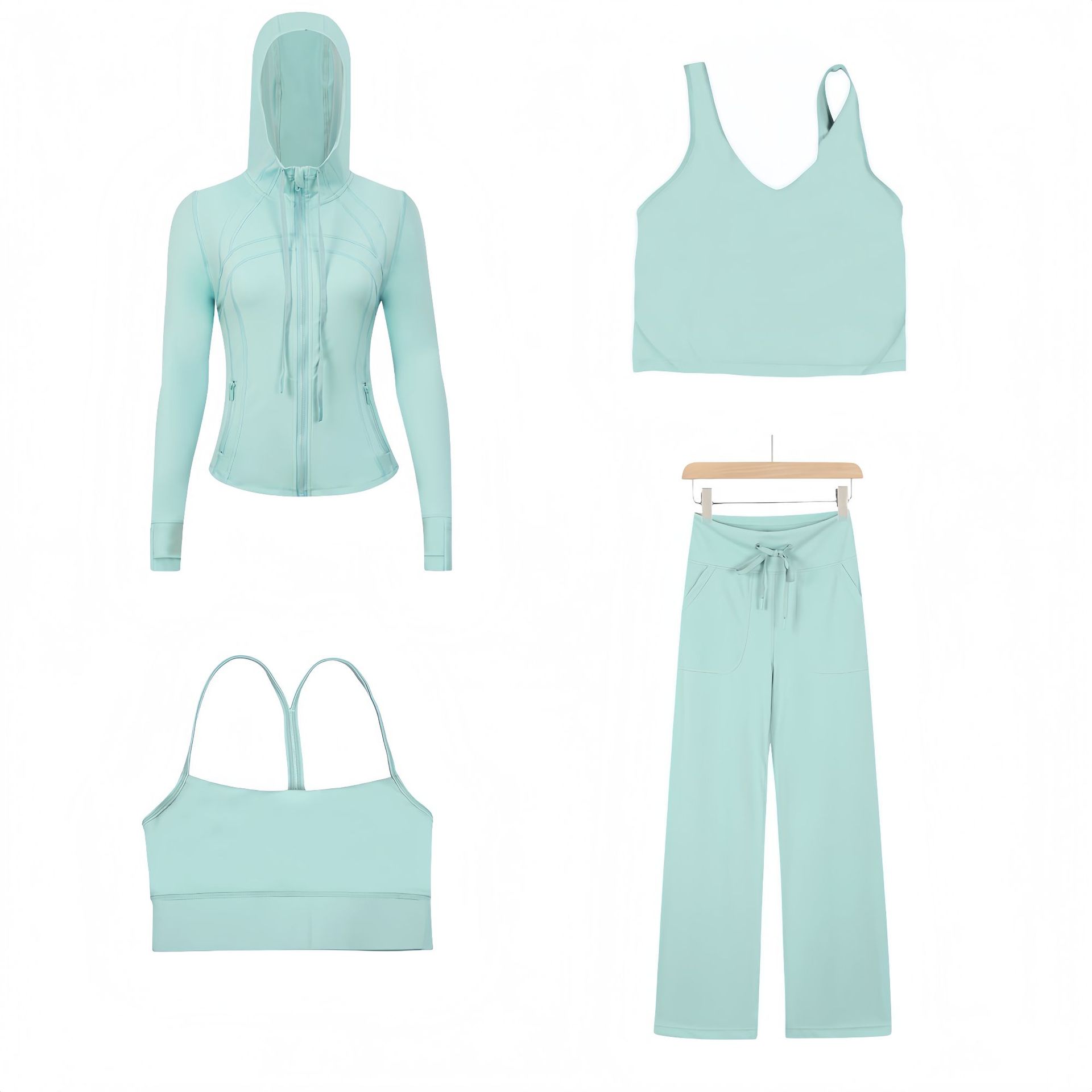Dames sportset 4-delig slim fit met capuchon jack en broek_voghion.com