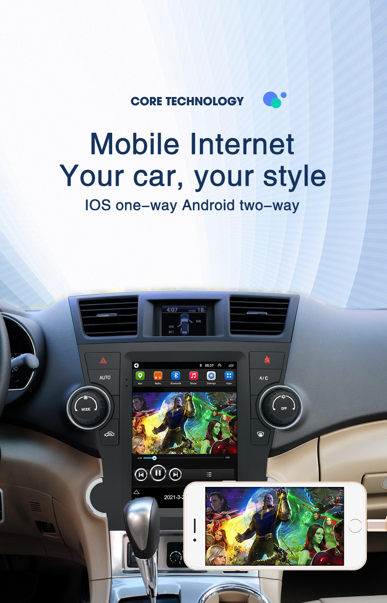 Suitable for 09-14 Old Toyota Highlander Highlander Android Large Screen Vertical Screen Dedicated Navigation All-In-One Machine