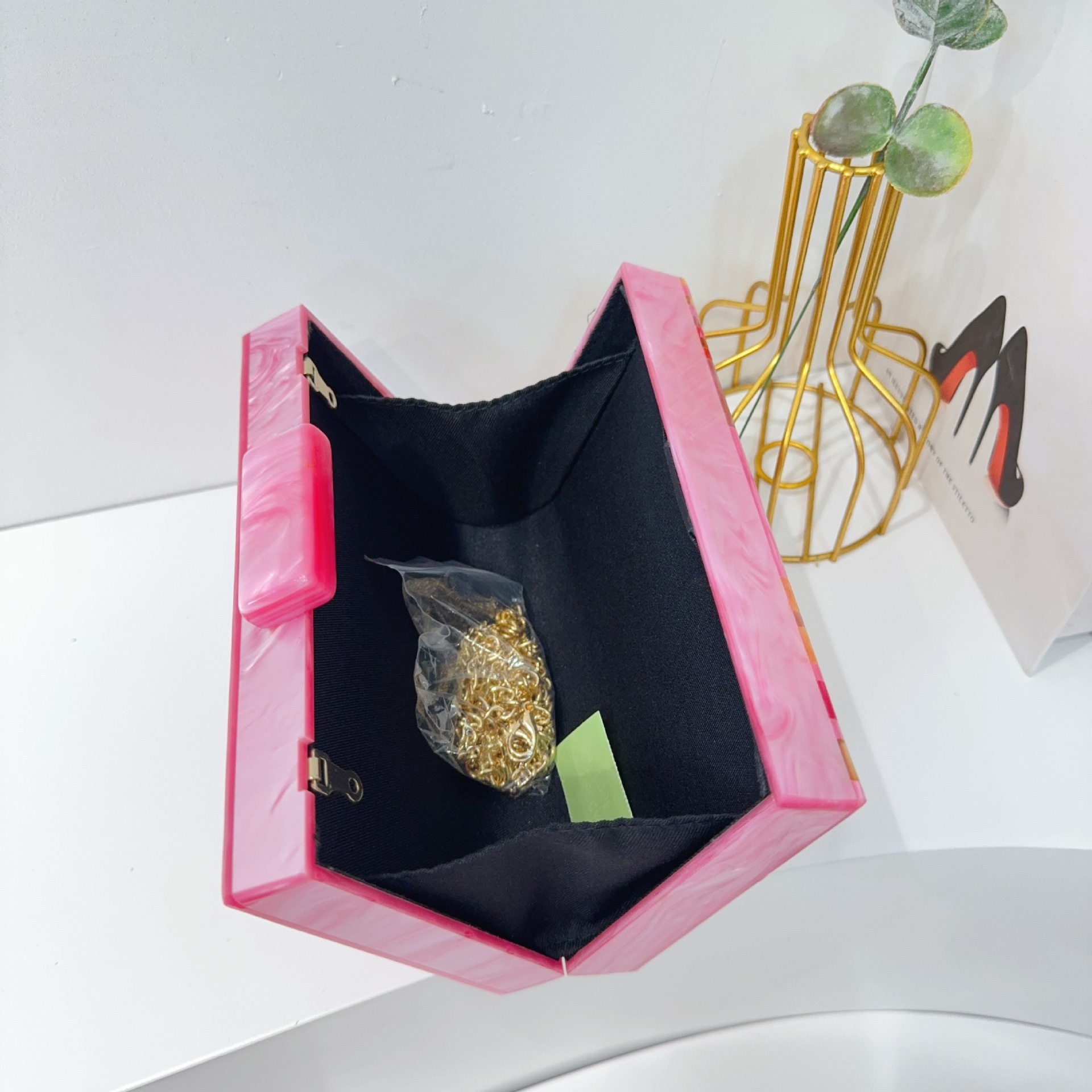 Nuevas bolsas de cena de damas transfronterizas, bolsas de acrílico empalmadas, bolsas de cena de boda, bolsas de vestir